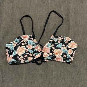 Xhilaration Black and Pink Bikini Top with Adjustable Straps